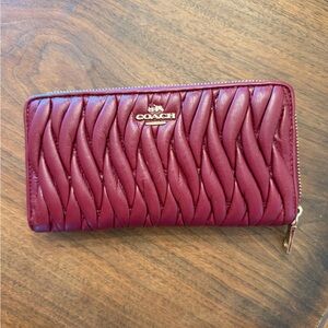 Coach Burgundy Quilted Leather Wallet